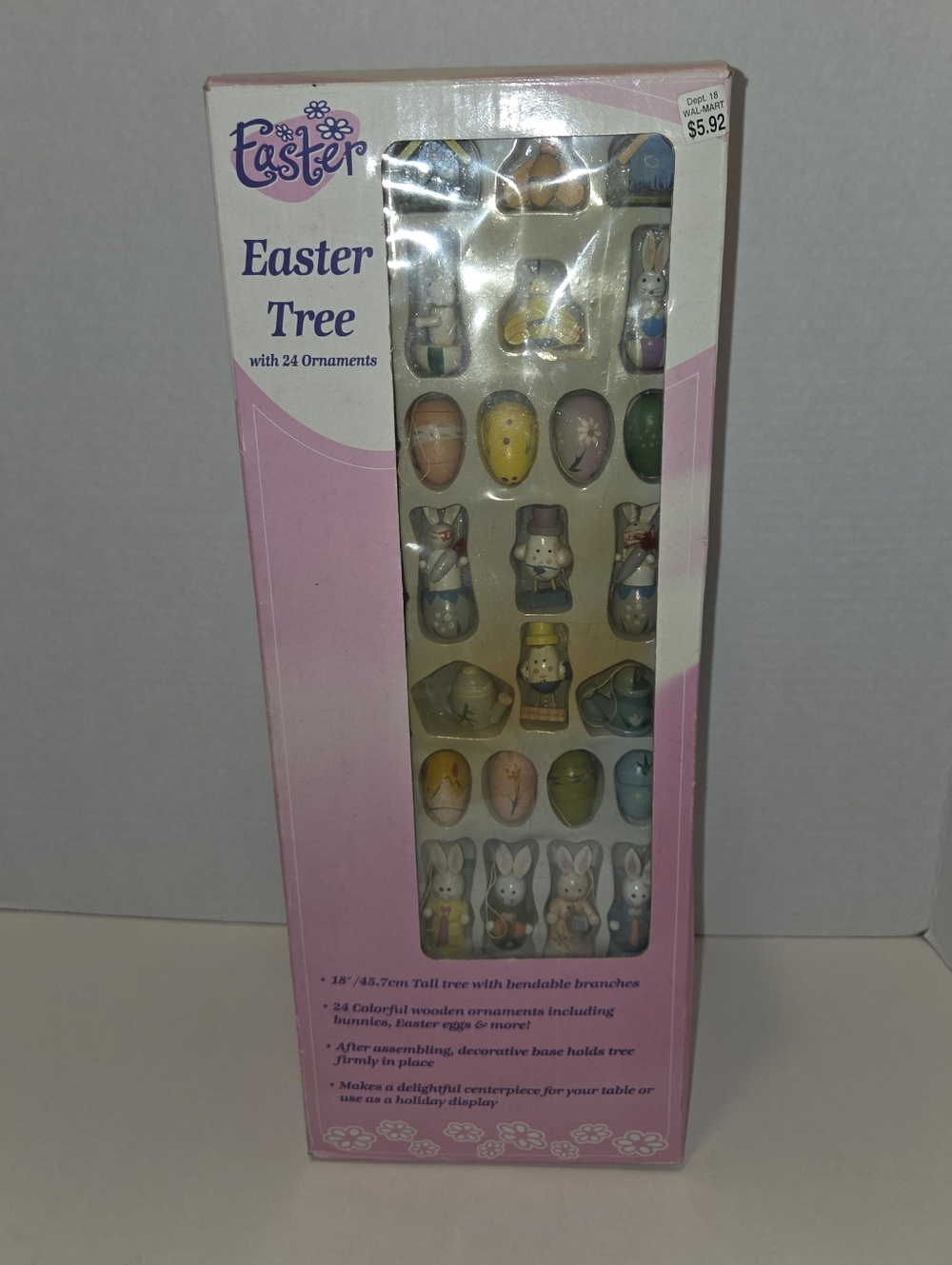 Vintage Decorative Table Top Easter Tree With 24 Easter Ornaments - New Open Box